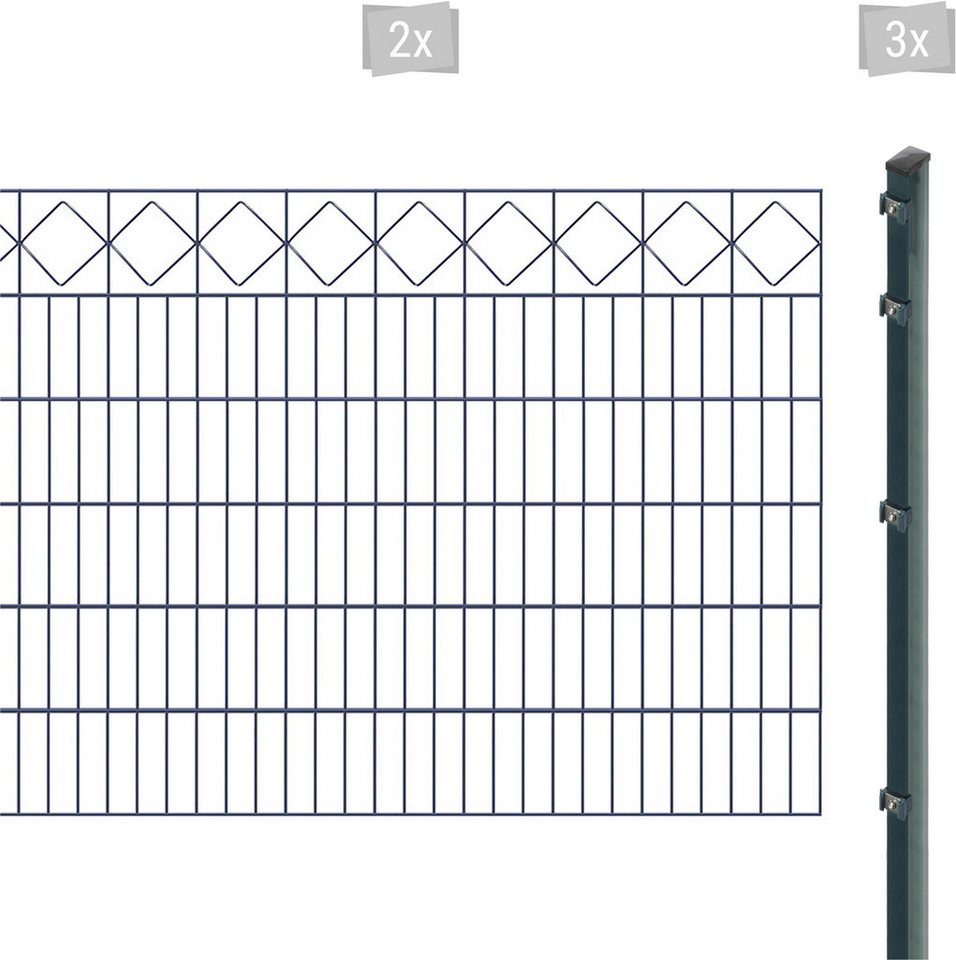 Arvotec Doppelstabmattenzaun EXCLUSIVE 120 zum Einbetonieren "Karo" mit Zierleiste, (Set), Zaunhöhe 120 cm, Zaunlänge 2 - 60 m von Arvotec