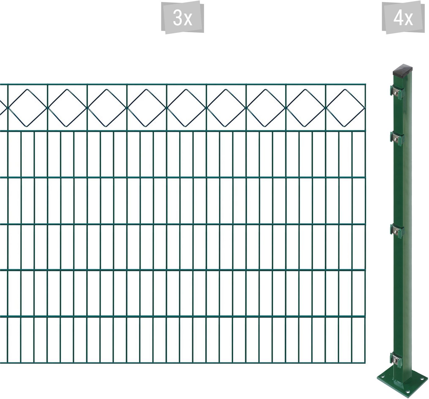 Arvotec Doppelstabmattenzaun EASY 120 zum Aufschrauben "Karo" mit Zierleiste, (Set), Zaunhöhe 120 cm, Zaunlänge 2 - 60 m von Arvotec