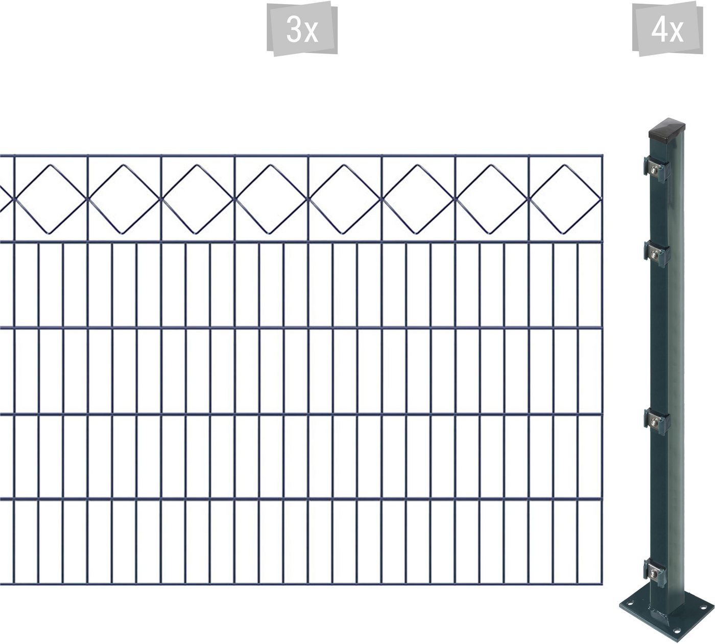 Arvotec Doppelstabmattenzaun EASY 100 zum Aufschrauben "Karo" mit Zierleiste, (Set), Zaunhöhe 100 cm, Zaunlänge 2 - 60 m von Arvotec