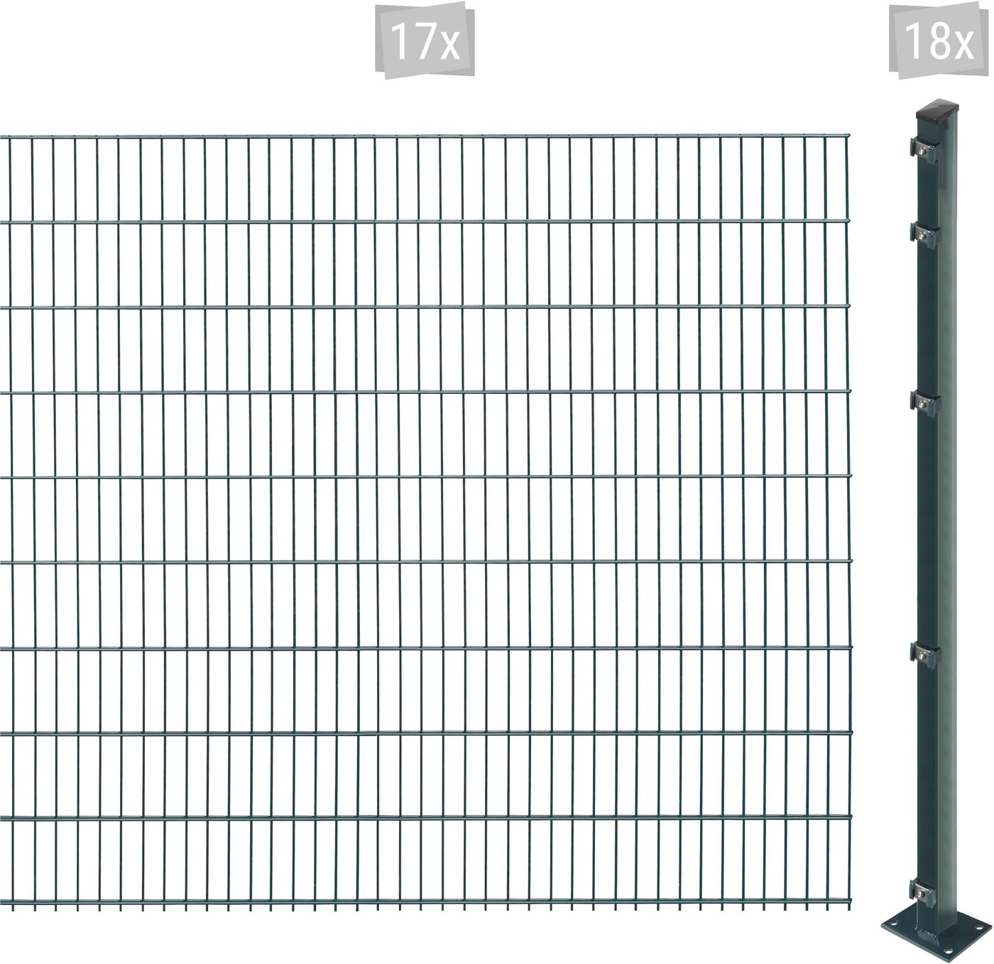 Arvotec Doppelstabmattenzaun EASY 183 zum Aufschrauben, (Set, 35-St), Zaunhöhe 183 cm, Zaunlänge 2 - 60 m von Arvotec