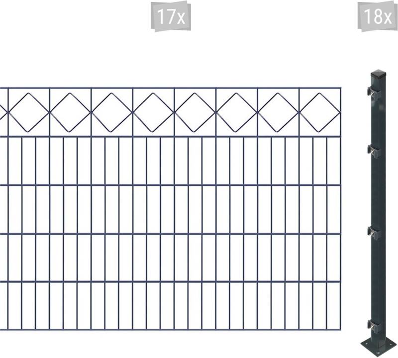 Arvotec Doppelstabmattenzaun ESSENTIAL 100 zum Aufschrauben "Karo" mit Zierleiste, (Set, 35-St), Zaunhöhe 100 cm, Zaunlänge 2 - 60 m von Arvotec