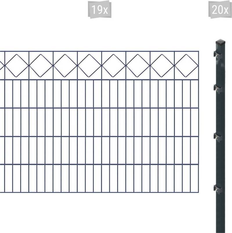 Arvotec Doppelstabmattenzaun ESSENTIAL 100 zum Einbetonieren "Karo" mit Zierleiste, (Set, 39-St), Zaunhöhe 100 cm, Zaunlänge 2 - 60 m von Arvotec