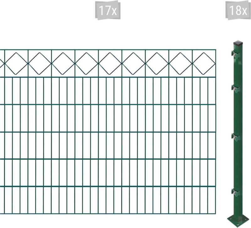 Arvotec Doppelstabmattenzaun ESSENTIAL 120 zum Aufschrauben "Karo" mit Zierleiste, (Set, 35-St), Zaunhöhe 120 cm, Zaunlänge 2 - 60 m von Arvotec