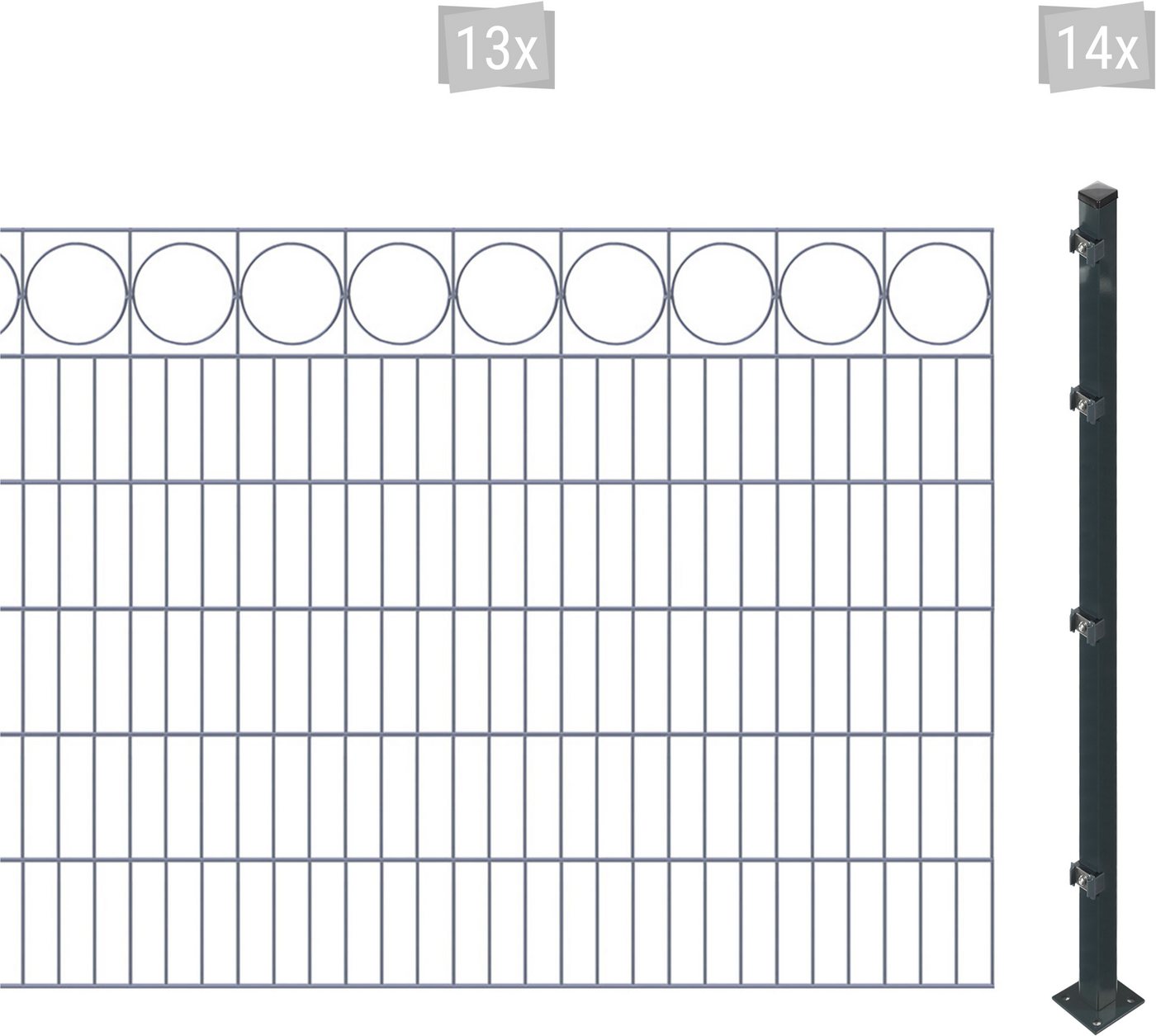 Arvotec Doppelstabmattenzaun ESSENTIAL 120 zum Aufschrauben "Ring" mit Zierleiste, (Set, 27-St), Zaunhöhe 120 cm, Zaunlänge 2 - 60 m von Arvotec