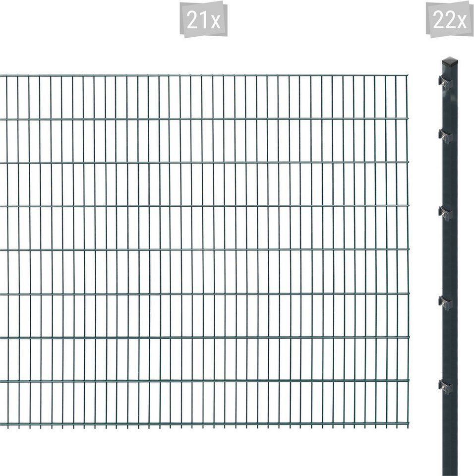 Arvotec Doppelstabmattenzaun ESSENTIAL 163 zum Einbetonieren, (Set, 43-St), Zaunhöhe 163 cm, Zaunlänge 2 - 60 m von Arvotec