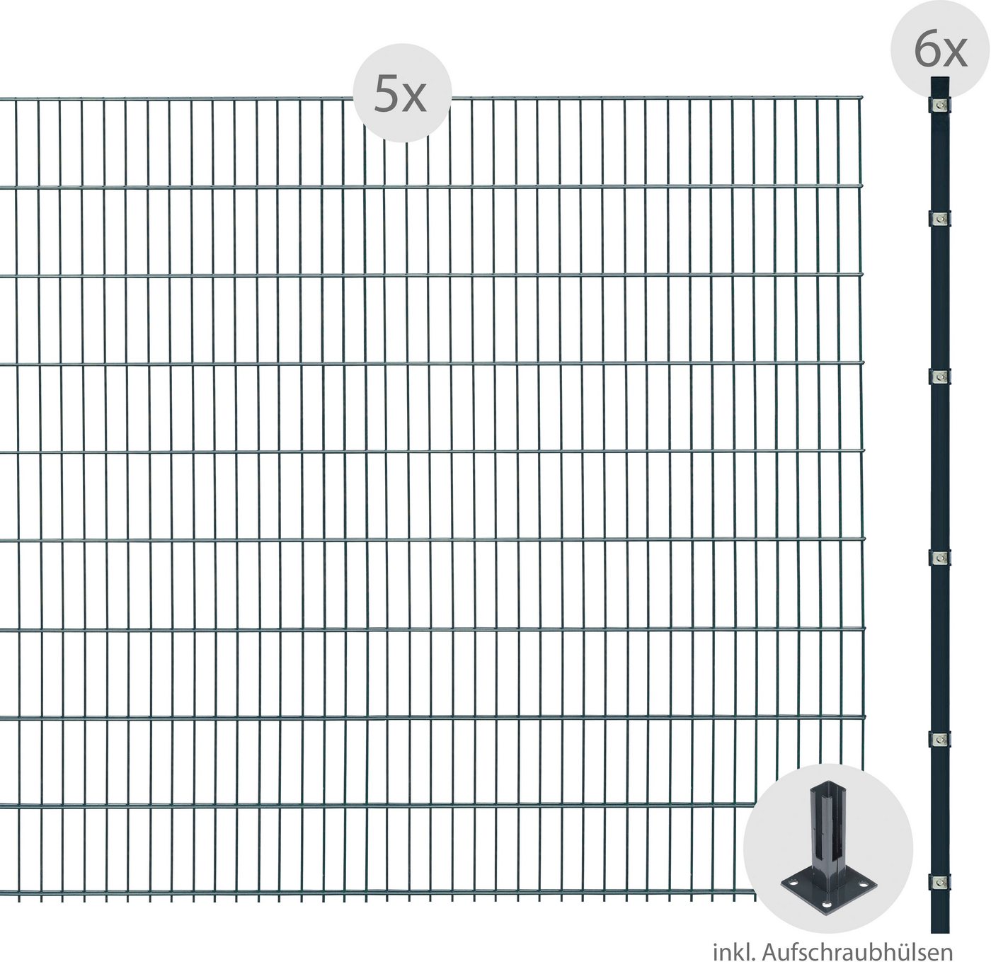 Arvotec Doppelstabmattenzaun ESSENTIAL 183 zum Aufschrauben, (Set), Zaunhöhe 183 cm, Zaunlänge 2 - 60 m von Arvotec