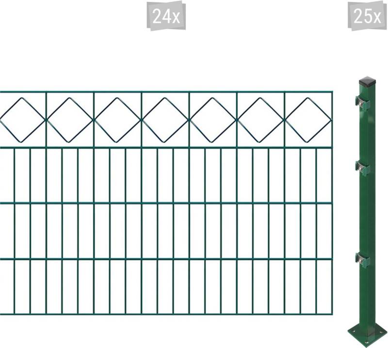 Arvotec Doppelstabmattenzaun ESSENTIAL 80 zum Aufschrauben "Karo" mit Zierleiste, (Set, 49-St), Zaunhöhe 80 cm, Zaunlänge 2 - 60 m von Arvotec