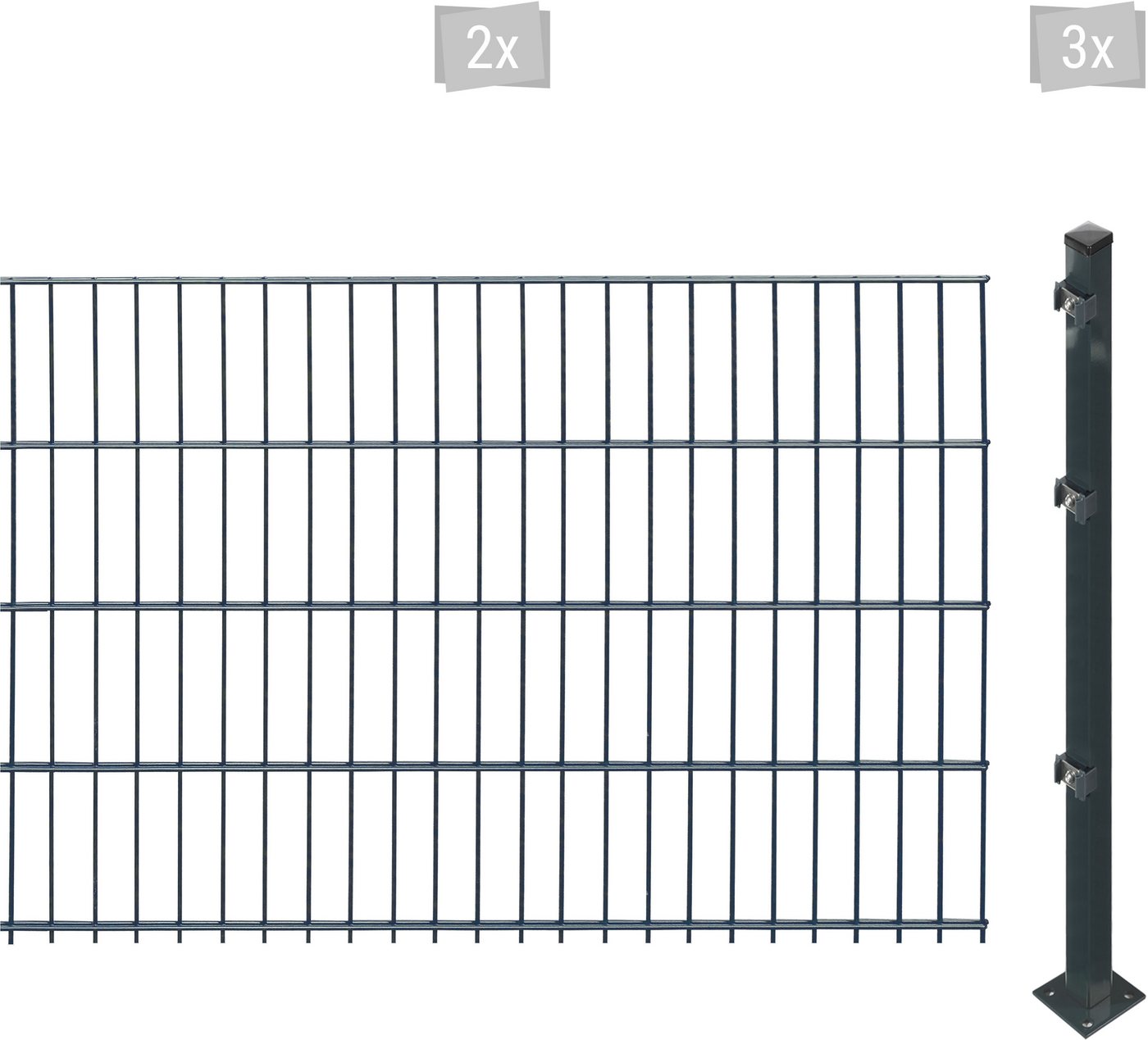 Arvotec Doppelstabmattenzaun ESSENTIAL 83 zum Aufschrauben, (Set, 5-St), Zaunhöhe 83 cm, Zaunlänge 2 - 60 m von Arvotec