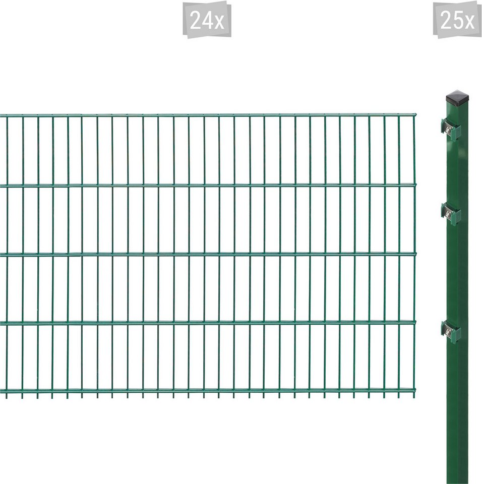 Arvotec Doppelstabmattenzaun ESSENTIAL 83 zum Einbetonieren, (Set, 49-St), Zaunhöhe 83 cm, Zaunlänge 2 - 60 m von Arvotec
