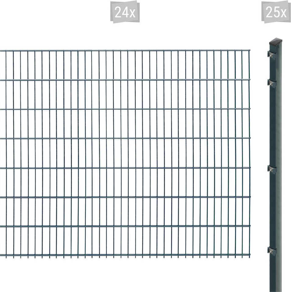Arvotec Doppelstabmattenzaun EXCLUSIVE 143 zum Einbetonieren, (Set, 49-St), Zaunhöhe 143 cm, Zaunlänge 2 - 60 m von Arvotec