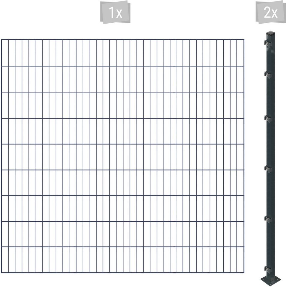Arvotec Einstabmattenzaun ESSENTIAL 180 zum Einbetonieren, (Set), Zaunhöhe 180 cm, Zaunlänge 2 - 60 m von Arvotec