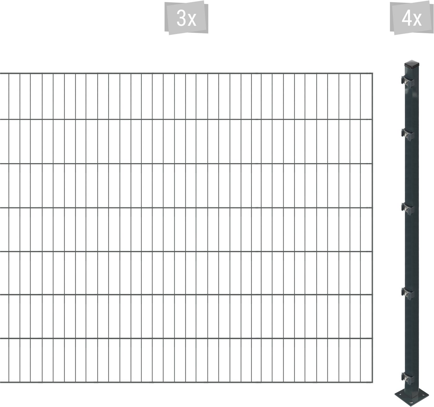 Arvotec Einstabmattenzaun ESSENTIAL 140 zum Einbetonieren, (Set, 7-St), Zaunhöhe 140 cm, Zaunlänge 2 - 60 m von Arvotec