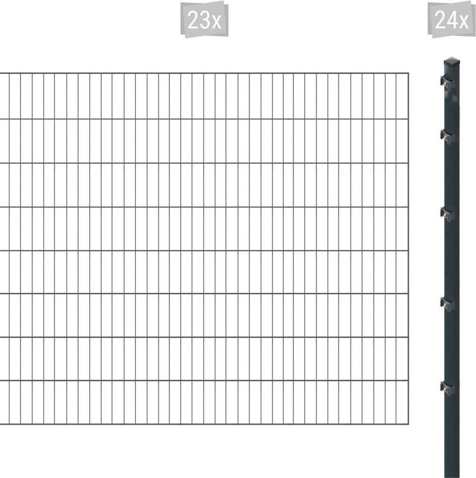 Arvotec Einstabmattenzaun ESSENTIAL 160 zum Aufschrauben, (Set, 47-St), Zaunhöhe 160 cm, Zaunlänge 2 - 60 m von Arvotec