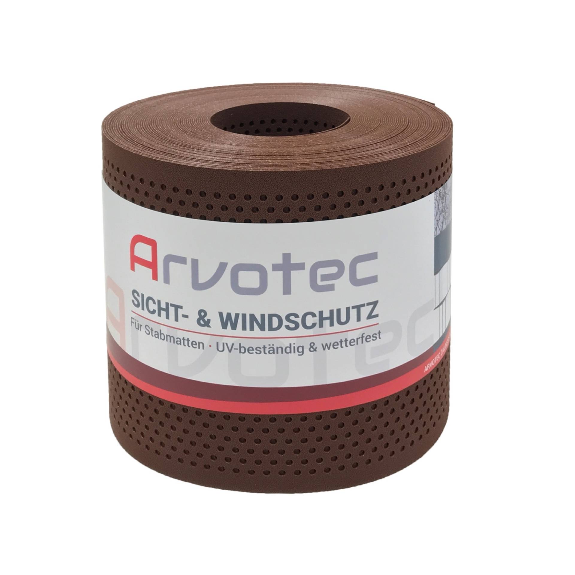 Arvotec Sichtschutzstreifen 'Exclusive' nussbraun gelocht 2500 x 19 cm, für Stabmattenzaun von Arvotec