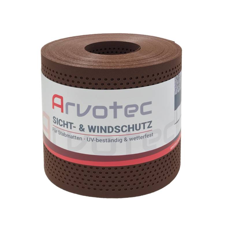 Arvotec Sichtschutzstreifen 'Exclusive' nussbraun gelocht 2500 x 19 cm, für Stabmattenzaun von Arvotec