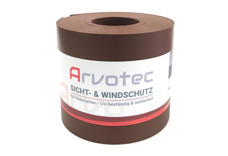 Arvotec Sichtschutzstreifen Sichtschutzstreifen 25 m (Rolle) "gerillt" Nussbraun RAL 8011, keine Klemmschienen nötig von Arvotec