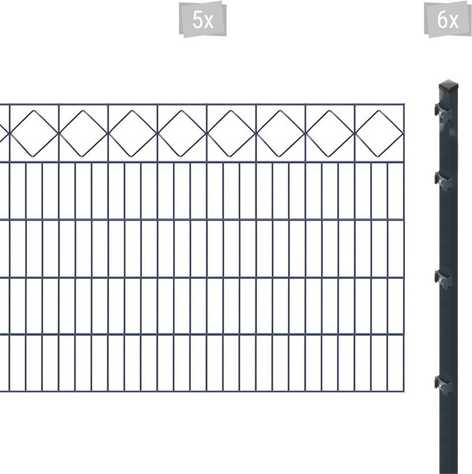 Arvotec Doppelstabmattenzaun ESSENTIAL 100 zum Einbetonieren Karo" mit Zierleiste, (Set), Zaunhöhe 100 cm, Zaunlänge 2 - 60 m" von Arvotec