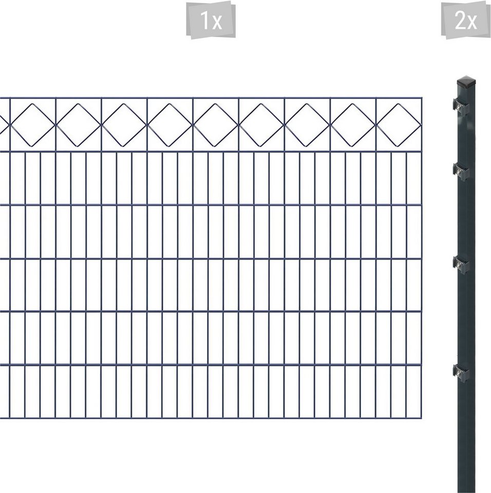 Arvotec Doppelstabmattenzaun ESSENTIAL 120 zum Einbetonieren Karo" mit Zierleiste, (Set), Zaunhöhe 120 cm, Zaunlänge 2 - 60 m" von Arvotec