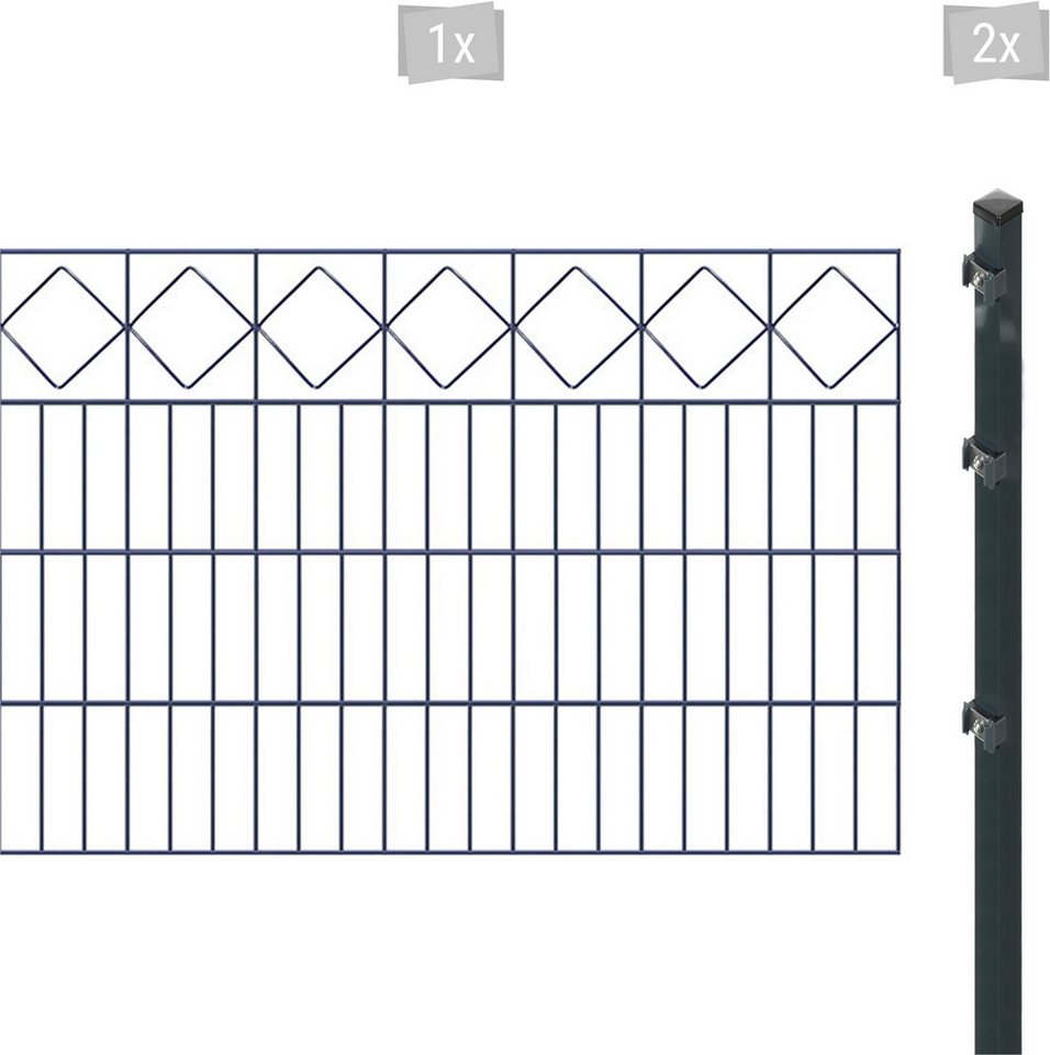 Arvotec Doppelstabmattenzaun ESSENTIAL 80 zum Einbetonieren Karo" mit Zierleiste, (Set), Zaunhöhe 80 cm, Zaunlänge 2 - 60 m" von Arvotec