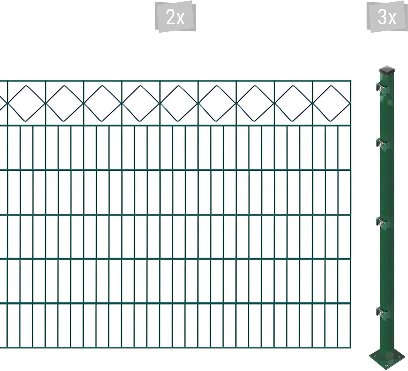 Arvotec Doppelstabmattenzaun ESSENTIAL 120 zum Aufschrauben "Karo" mit Zierleiste, (Set), Zaunhöhe 120 cm, Zaunlänge 2 - 60 m von Arvotec