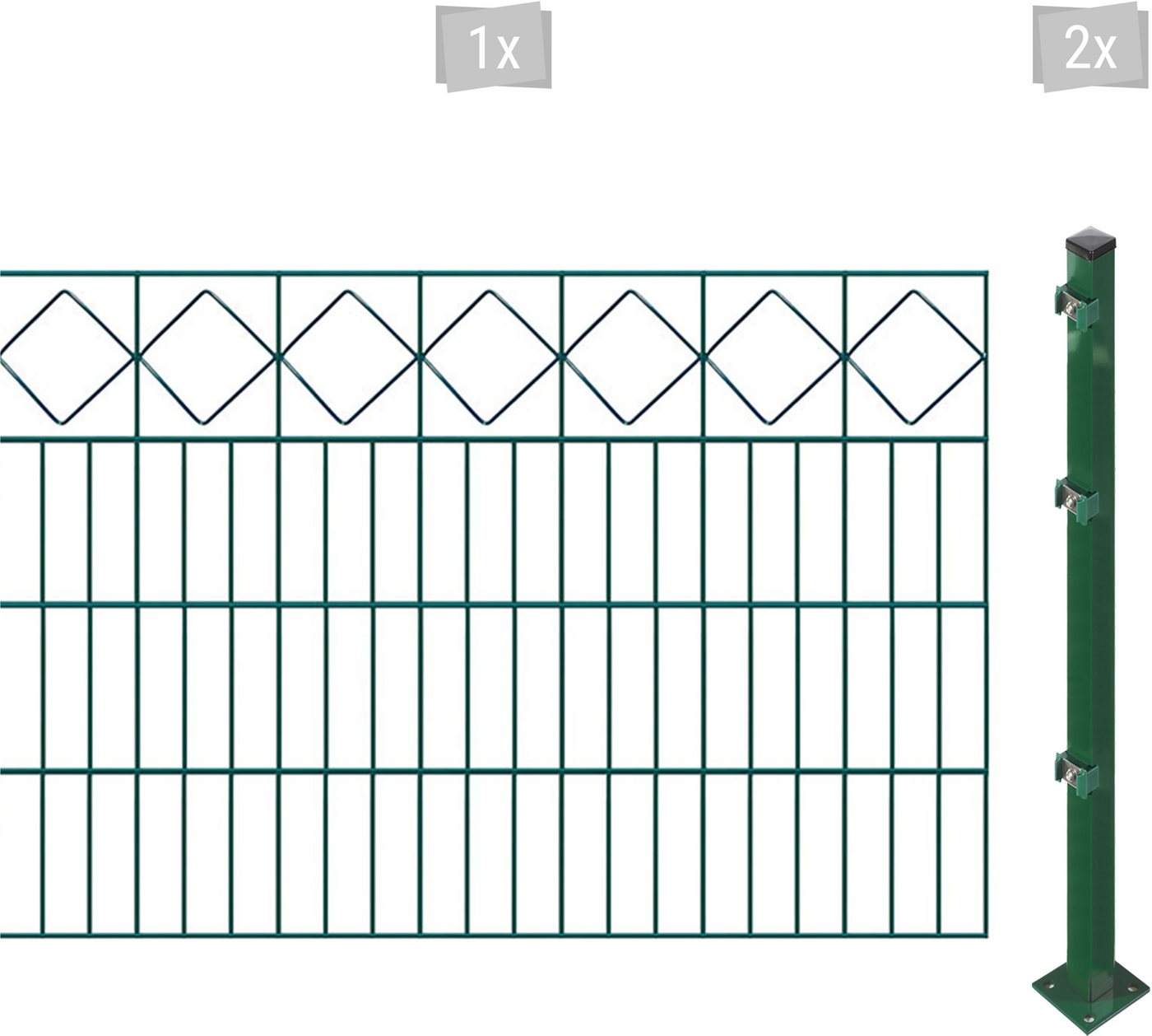 Arvotec Doppelstabmattenzaun ESSENTIAL 80 zum Aufschrauben Karo" mit Zierleiste, (Set), Zaunhöhe 80 cm, Zaunlänge 2 - 60 m" von Arvotec