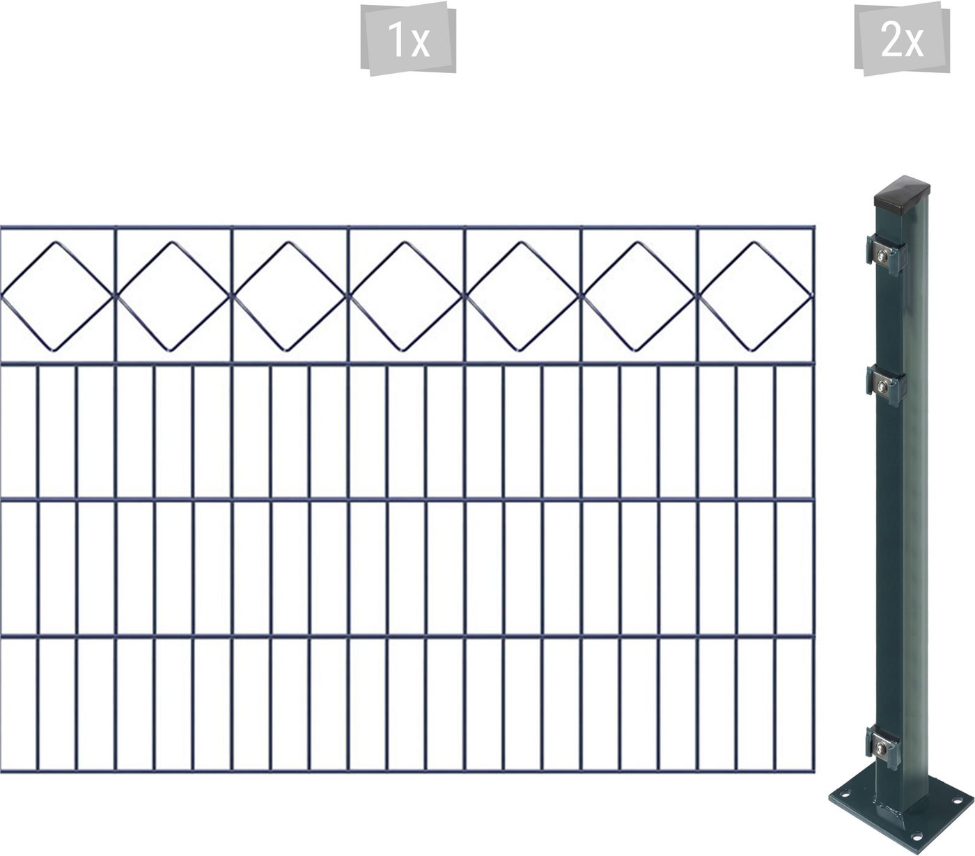 Arvotec Doppelstabmattenzaun EASY 80 zum Aufschrauben Karo" mit Zierleiste, (Set), Zaunhöhe 80 cm, Zaunlänge 2 - 60 m" von Arvotec
