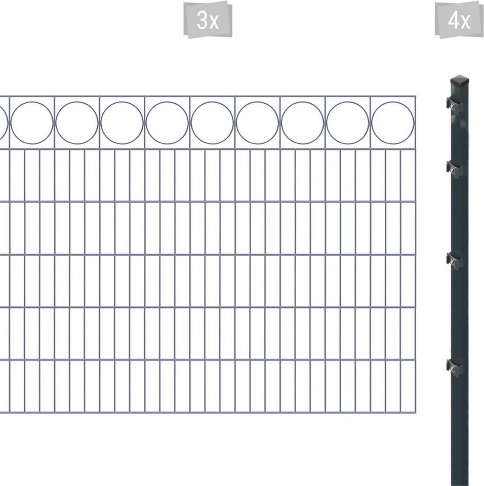 Arvotec Doppelstabmattenzaun ESSENTIAL 120 zum Einbetonieren "Ring" mit Zierleiste, (Set), Zaunhöhe 120 cm, Zaunlänge 2 - 60 m von Arvotec