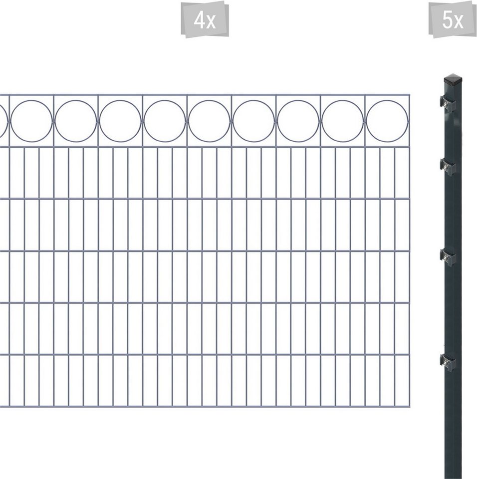 Arvotec Doppelstabmattenzaun ESSENTIAL 120 zum Einbetonieren Ring" mit Zierleiste, (Set), Zaunhöhe 120 cm, Zaunlänge 2 - 60 m" von Arvotec