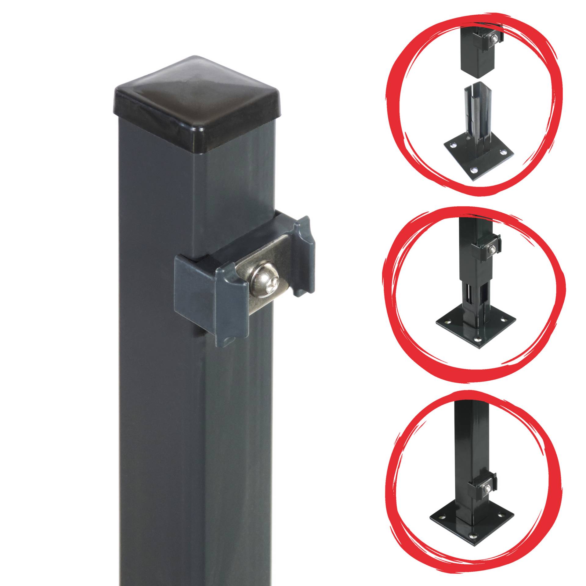 Arvotec Zaunpfosten für Stabmatten 'Essential' anthrazit 4 x 4 x 133,5 cm Arvotec Zaunpfosten für Stabmatten 'Essential' anthrazit 4 x 4 x 133,5 cm von Arvotec