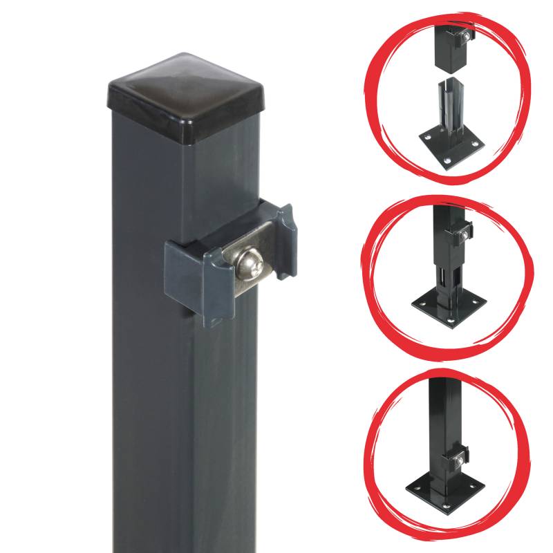 Arvotec Zaunpfosten für Stabmatten 'Essential' anthrazit 4 x 4 x 133,5 cm Arvotec Zaunpfosten für Stabmatten 'Essential' anthrazit 4 x 4 x 133,5 cm von Arvotec