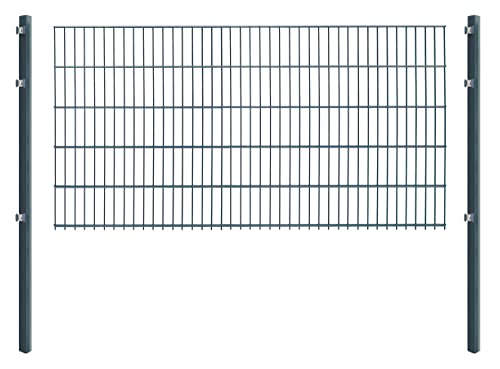 Doppelstabmattenzaun - Komplettset inkl. Pfosten und Montagematerial - Verschiedene Längen und Höhen – Grün oder Anthrazit (L 12 m | H 103 cm | Anthrazit) von Arvotec