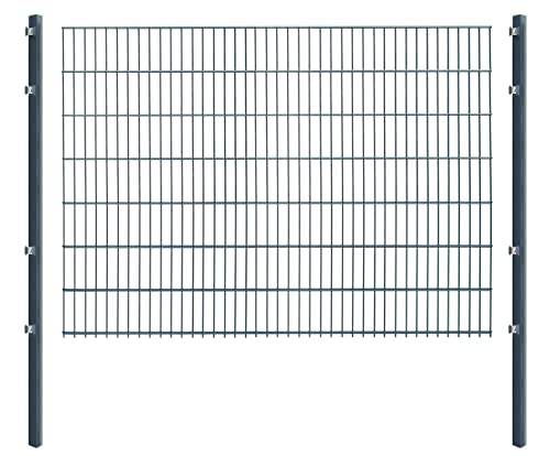 Doppelstabmattenzaun - Komplettset inkl. Pfosten und Montagematerial - Verschiedene Längen und Höhen – Grün oder Anthrazit (L 12 m | H 143 cm | Anthrazit) von Arvotec