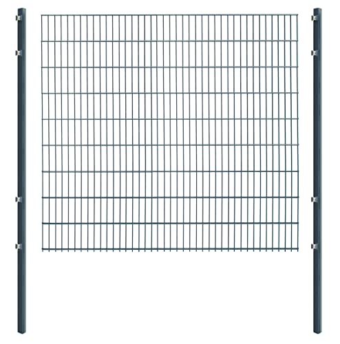 Doppelstabmattenzaun - Komplettset inkl. Pfosten und Montagematerial - Verschiedene Längen und Höhen – Grün oder Anthrazit (L 12 m | H 183 cm | Anthrazit) von Arvotec
