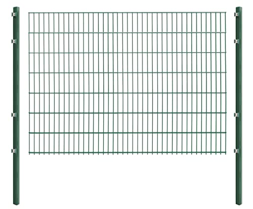 Doppelstabmattenzaun - Komplettset inkl. Pfosten und Montagematerial - Verschiedene Längen und Höhen – Grün oder Anthrazit (L 4 m | H 143 cm | Grün) von Arvotec