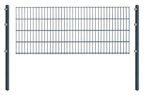 Doppelstabmattenzaun - Komplettset inkl. Pfosten und Montagematerial - Verschiedene Längen und Höhen – Grün oder Anthrazit (L 4 m | H 83 cm | Anthrazit) von Arvotec