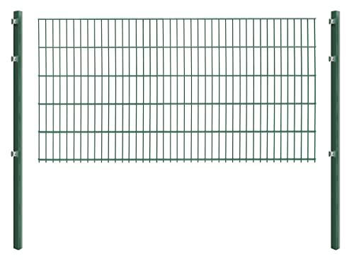 Doppelstabmattenzaun - Komplettset inkl. Pfosten und Montagematerial - Verschiedene Längen und Höhen – Grün oder Anthrazit (L 6 m | H 103 cm | Grün) von Arvotec