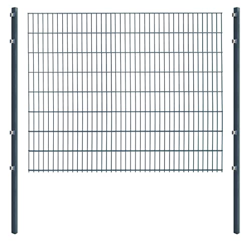 Doppelstabmattenzaun - Komplettset inkl. Pfosten und Montagematerial - Verschiedene Längen und Höhen – Grün oder Anthrazit (L 6 m | H 163 cm | Anthrazit) von Arvotec