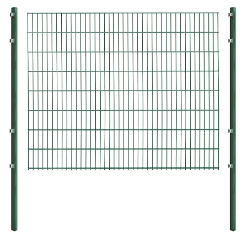 Doppelstabmattenzaun - Komplettset inkl. Pfosten und Montagematerial - Verschiedene Längen und Höhen – Grün oder Anthrazit (L 6 m | H 163 cm | Grün) von Arvotec