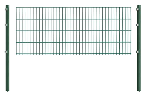 Doppelstabmattenzaun - Komplettset inkl. Pfosten und Montagematerial - Verschiedene Längen und Höhen – Grün oder Anthrazit (L 6 m | H 83 cm | Grün) von Arvotec