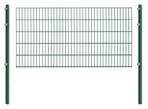 Doppelstabmattenzaun - Komplettset inkl. Pfosten und Montagematerial - Verschiedene Längen und Höhen – Grün oder Anthrazit (L 8 m | H 103 cm | Grün) von Arvotec