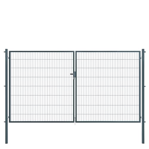 Doppeltor | extra breit, B400 x H160 cm | Anthrazit RAL 7016 | Doppelflügeltor inkl. Torpfosten & Schließzylinder | verzinkt & pulverbeschichtet | UV- und witterungsbeständig Doppeltor | extra breit, B400 x H160 cm | Anthrazit RAL 7016 | Doppelflügeltor inkl. Torpfosten & Schließzylinder | verzinkt & pulverbeschichtet | UV- und witterungsbeständig von Arvotec