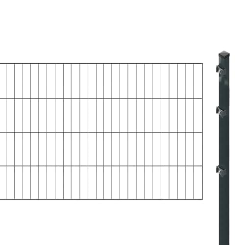 Einstabmattenzaun inkl. Pfosten zum Aufschrauben (Höhe: 80 cm, Länge: 18 m) | Einstabmatten in Anthrazit | UV- und witterungsbeständig von Arvotec