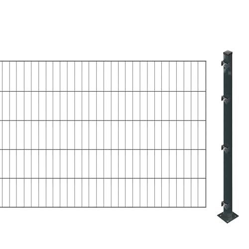 Einstabmattenzaun inkl. Pfosten zum Einbetonieren (Höhe: 100 cm, Länge: 2 m) | Einstabmatten in Anthrazit | UV- und witterungsbeständig von Arvotec