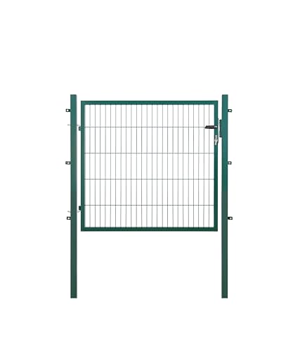 Gartentor | extra breit, B150 x H100 cm | Grün RAL 6005 | Einzeltor inkl. Torpfosten & Schließzylinder | verzinkt & pulverbeschichtet | UV- und witterungsbeständig von Arvotec