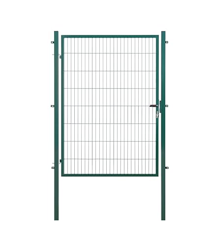 Gartentor | extra breit, B150 x H160 cm | Grün RAL 6005 | Einzeltor inkl. Torpfosten & Schließzylinder | verzinkt & pulverbeschichtet | UV- und witterungsbeständig von Arvotec