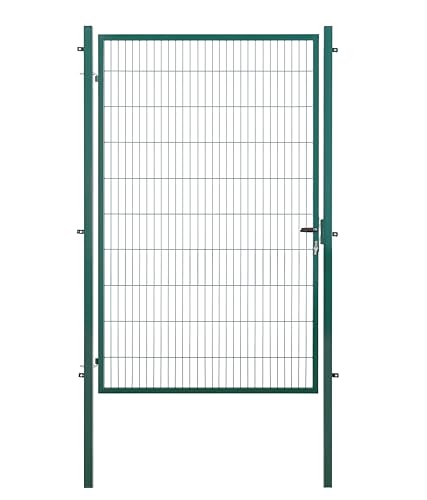 Gartentor | extra breit, B150 x H200 cm | Grün RAL 6005 | Einzeltor inkl. Torpfosten & Schließzylinder | verzinkt & pulverbeschichtet | UV- und witterungsbeständig von Arvotec