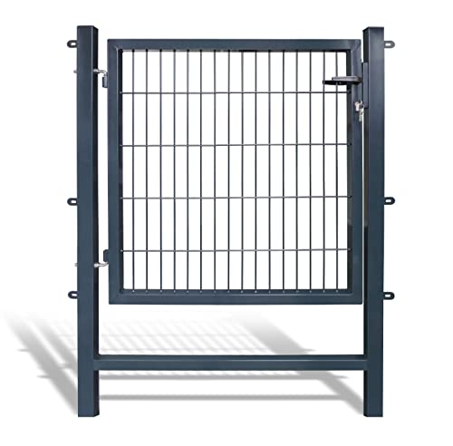 Gartentore Easy mit 100 cm Breite - Farbe und Höhe wählbar (Besonderheit : kein ausrichten der Pfosten notwendig durch Querverbindung !) Tor für Doppelstabmattenzaun (H 100 x B 100 cm, anthrazit)) von Arvotec