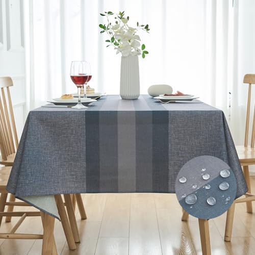 Arwllzz Tischdecke Abwaschbar 100x100 Outdoor Gestreift Wasserabweisend Leinen-Optik Grau Anthrazit Gartentischdecke Esszimmer, Garten, Party, Hochzeiten von Arwllzz