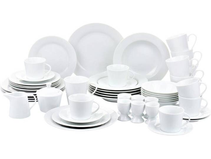 Retsch Arzberg Kombiservice Geschirr-Set, Service Emilie (50-tlg), 6 Personen, Porzellan, 50 Teile, für 6 Personen, weiß von Arzberg