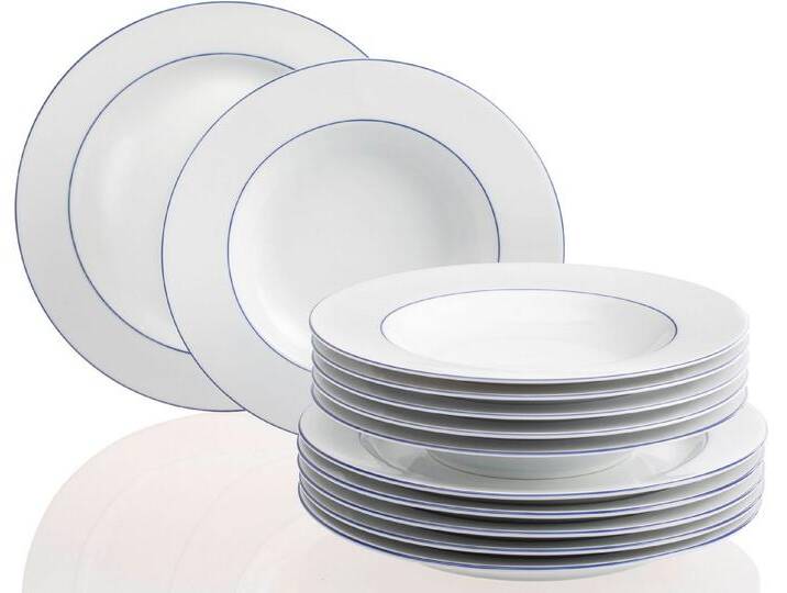 Retsch Arzberg Tafelservice Teller Set, Geschirr-Set Heike Blaurand (12-tlg), 6 Personen, Porzellan, Made in Germany, 12 Teile, für 6 Personen von Arzberg